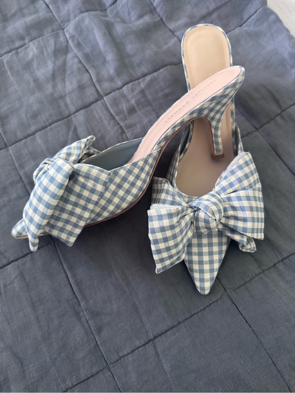 Loeffler Randall Margot Bow Mule Blue Gingham 11.5 - Picture 3 of 4